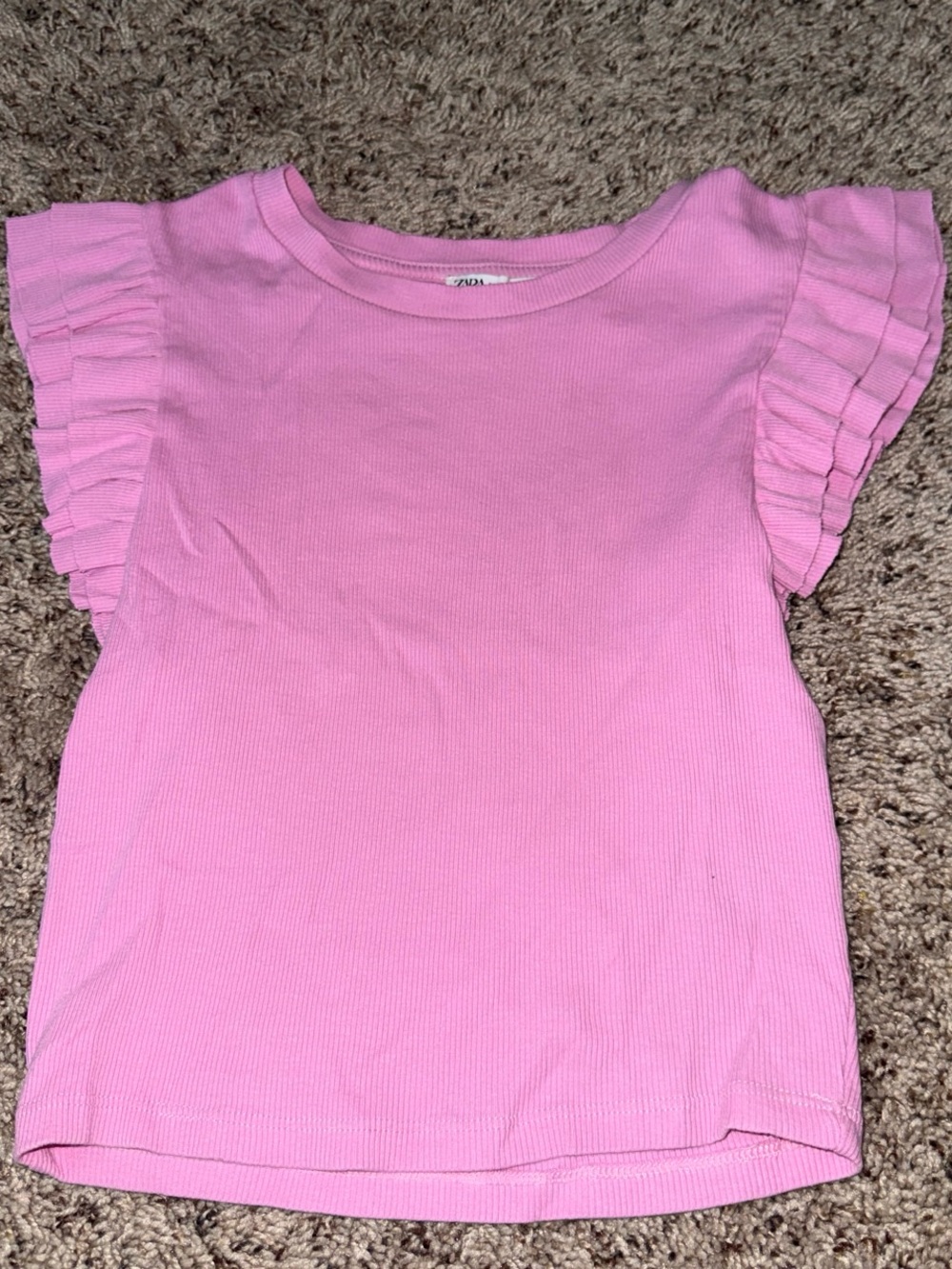 Zara Light Pink Ruffle Sleeve Tee